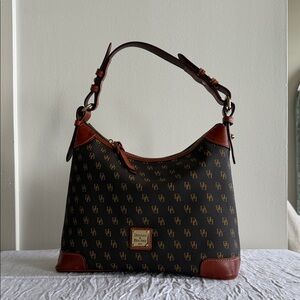Dooney & Bourke Black and Brown Monogram Shoulder Bag